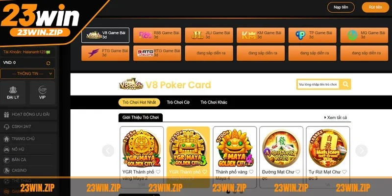 Các thao tác cá cược game bài 23WIN 